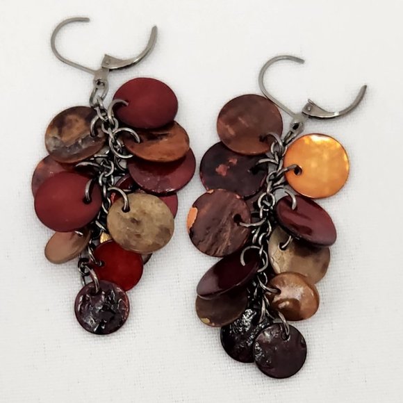 Joan Rivers Dangling Layer Round Shell Earrings #660 - Picture 7 of 16